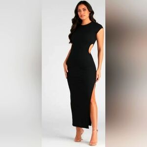 Windsor black long dress high slit in leg size  Cut Out Sides Size M Sexy Party